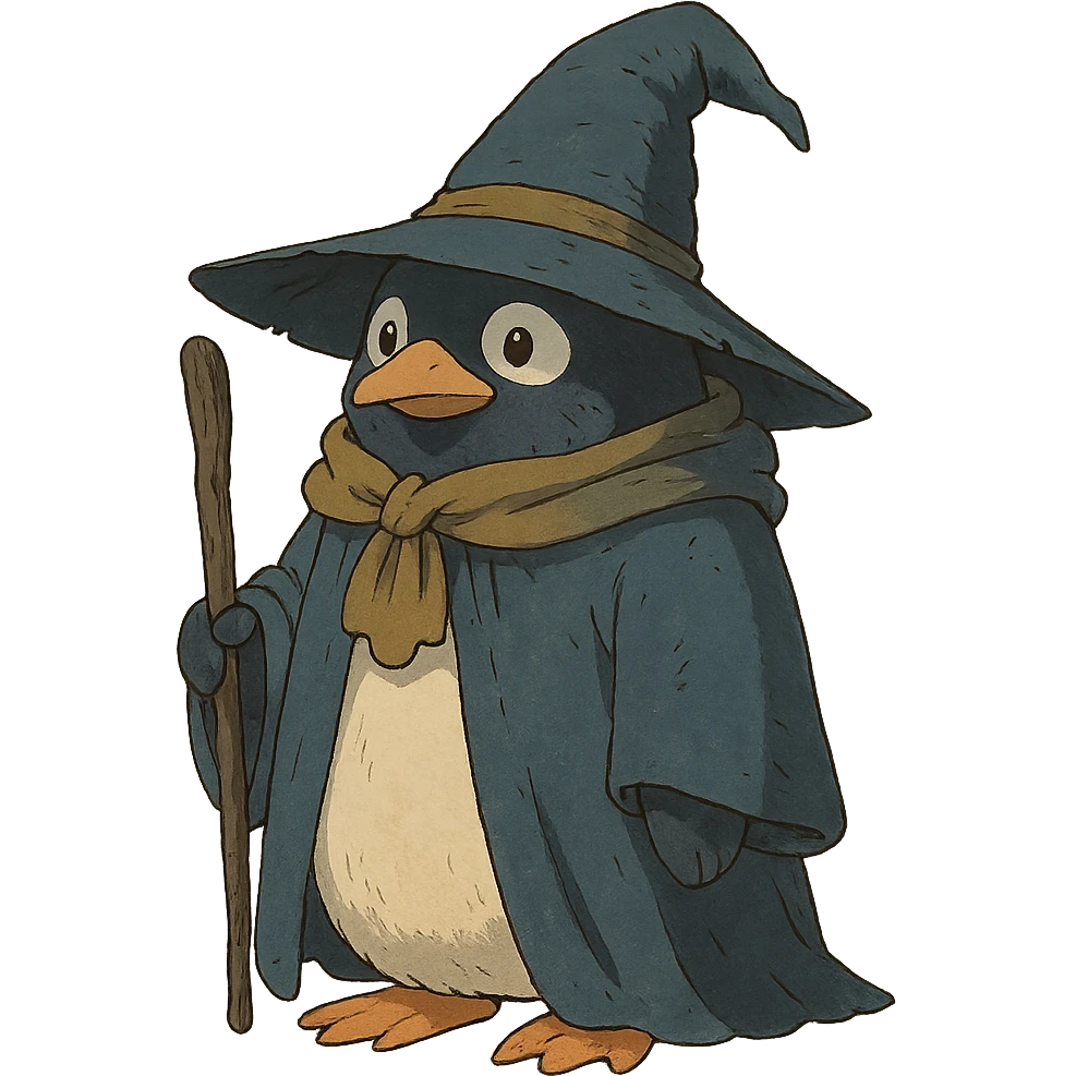 ghibli style penguin wizard emoji