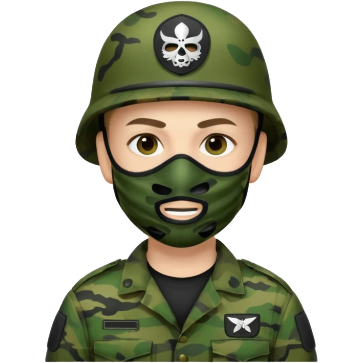 Soldier with green camo uniform and black mask emoji