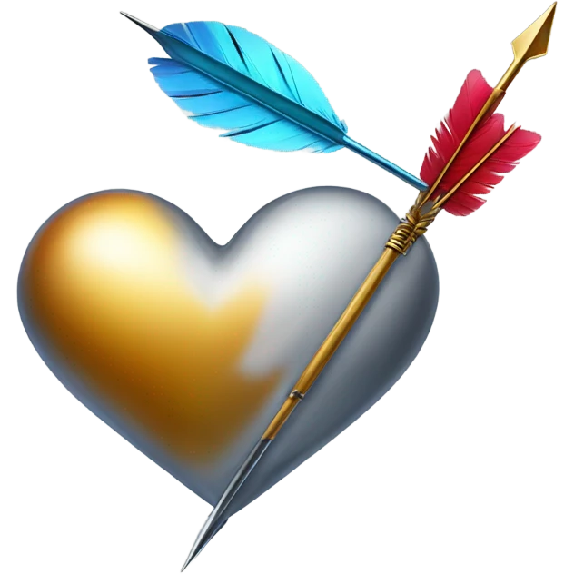 Create a #780B0D heart emoji with an arrow piercing through it. The heart should be glossy, and the arrow detailed with a metallic tip and feathered tail emoji