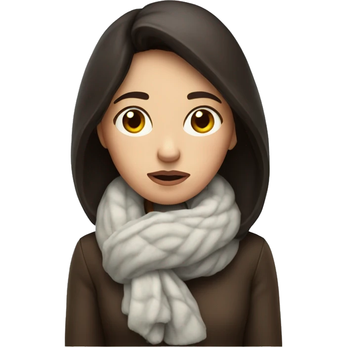Brunette feeling cold emoji