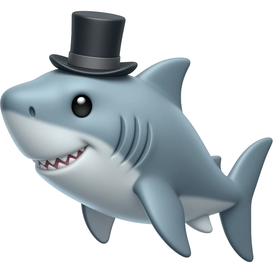 Shark with a top hat emoji