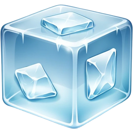 A clear frozen ice cube with light reflections emoji