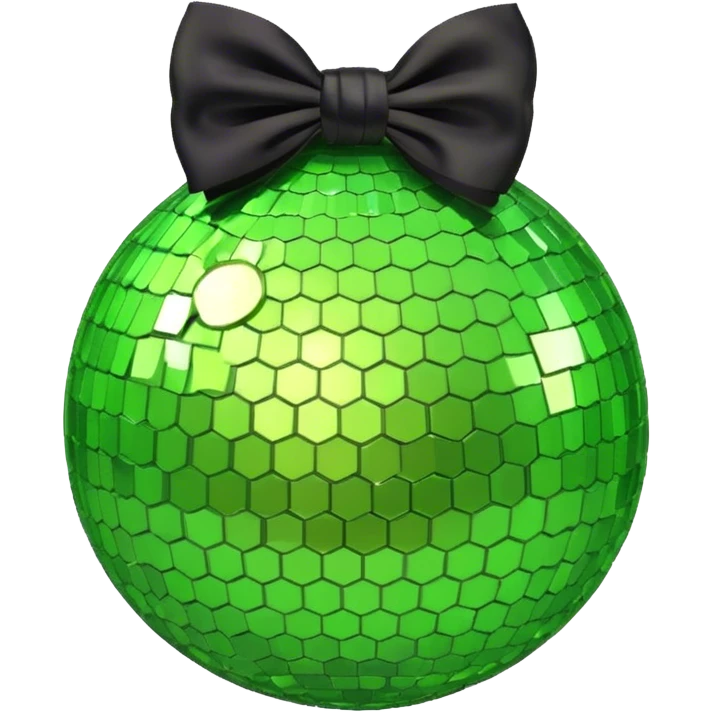 lime green sparkly disco ball with black bow emoji