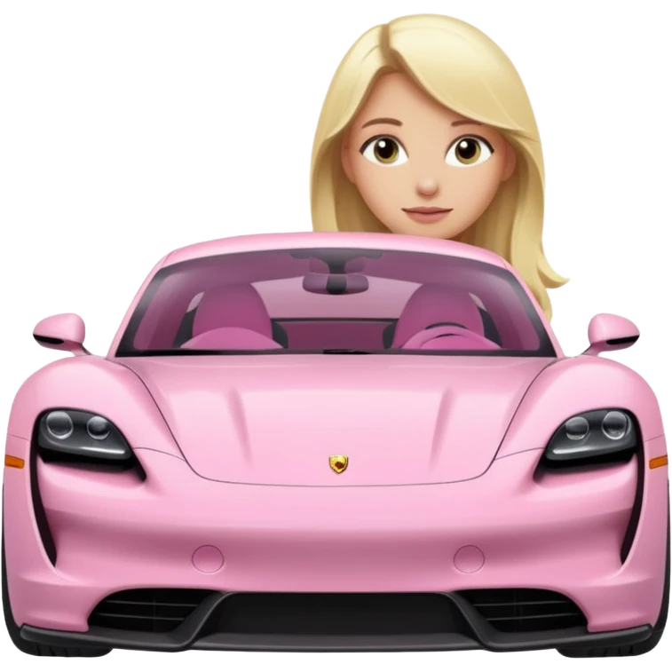 Pink porsche taycan with blonde girl in front of it emoji