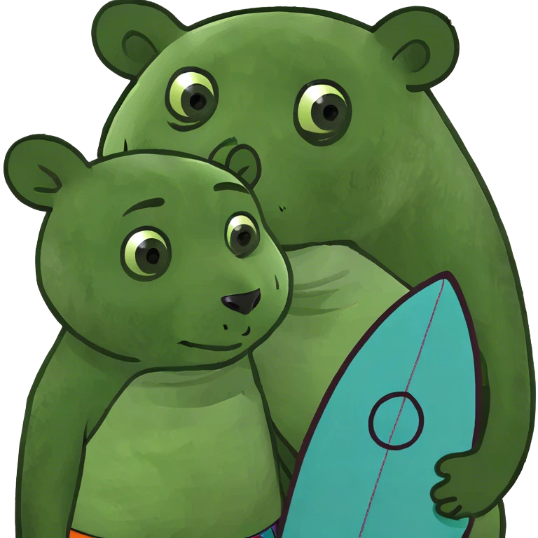 Surfer boy hugging panda emoji