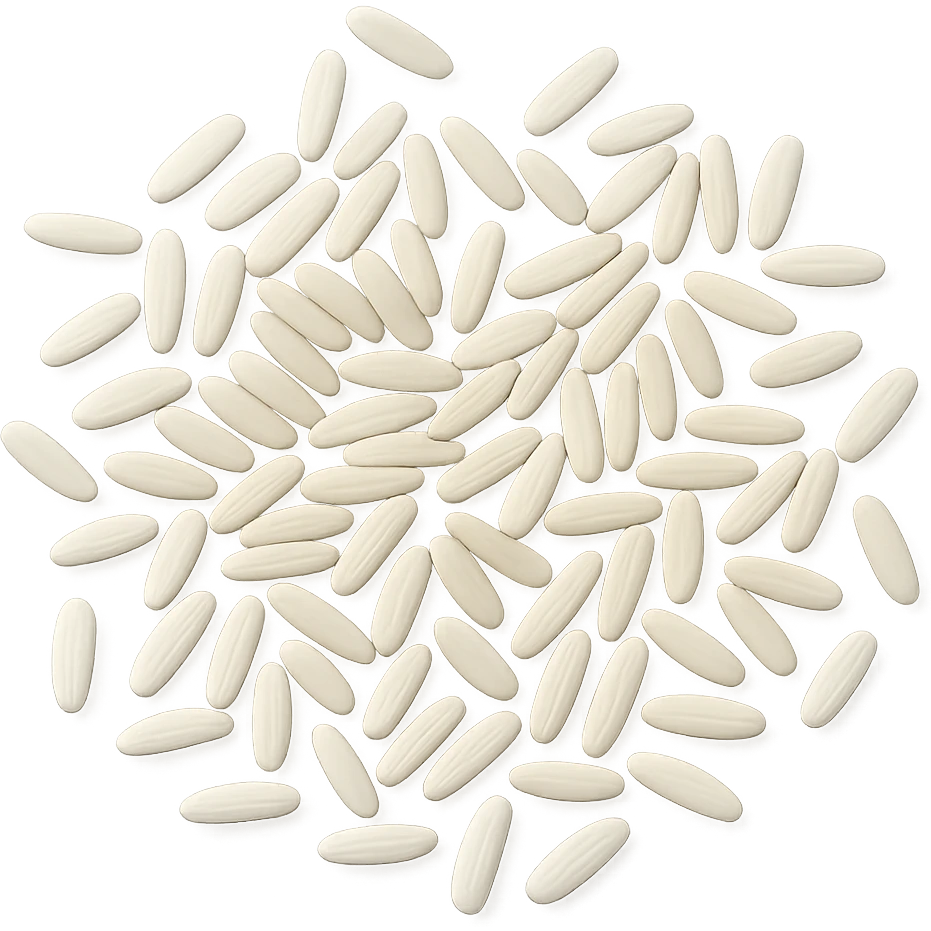 Realistic style raw white rice grains scattered, natural details, no background. emoji