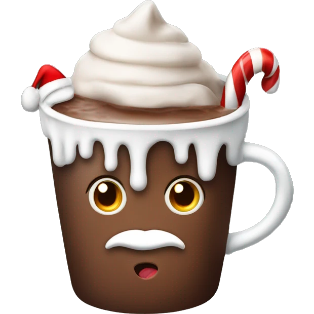 Cute Hot chocolate wearing Santa hat emoji