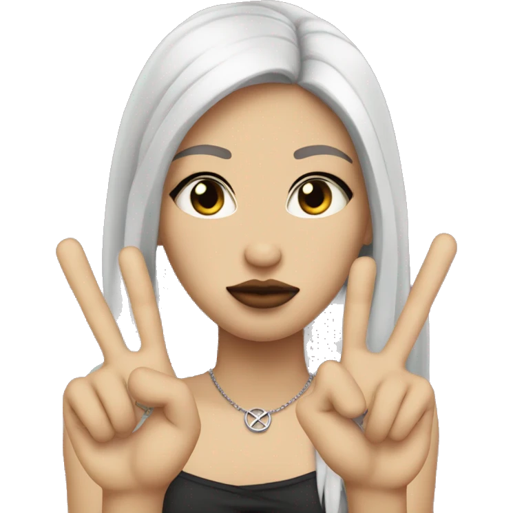 girl white skin pouty lips hands peace sign emoji