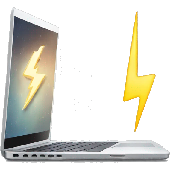 a laptop with a lightning bolt emoji