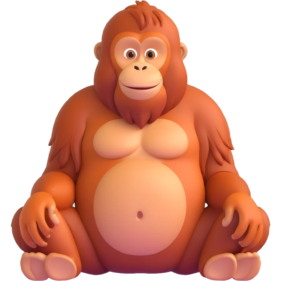 orangutan sitting, friendly expression emoji