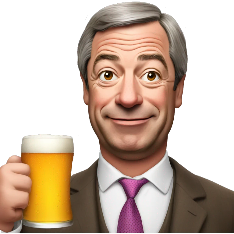 Nigel Farage drinking a beer emoji