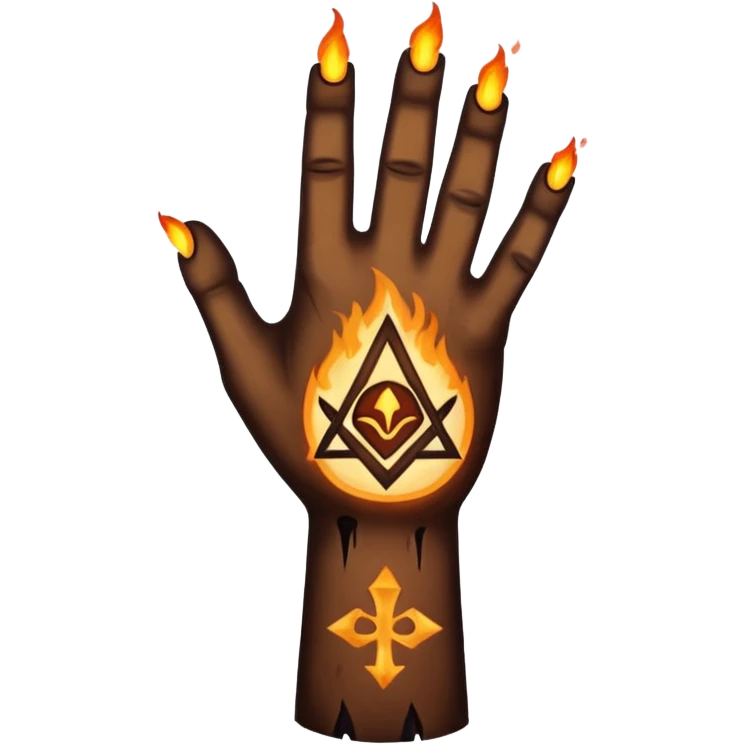 Occult symbol burned into skin, glowing embers, ritual ownership emoji