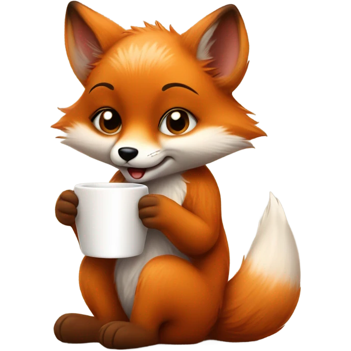 Baby Fox holding coffee emoji