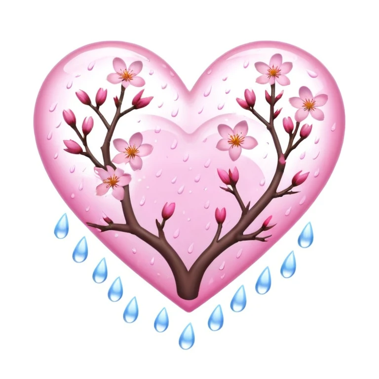 sakura heart with cherry blossom rain emoji