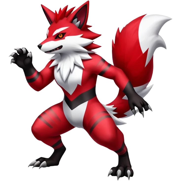 Shiny Red Anthro furry Zangoose-Obstagoon-Hybrid (full body) emoji
