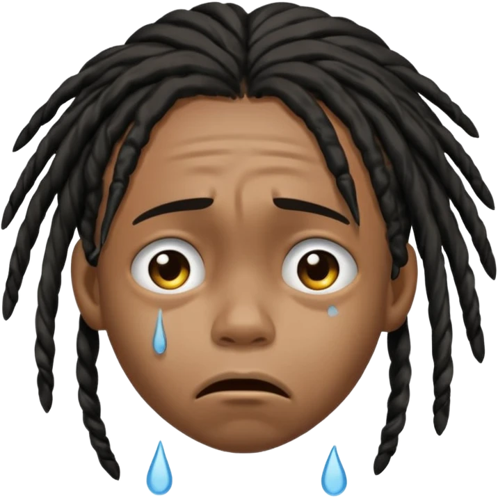 Sad black kid with dreads crying emoji