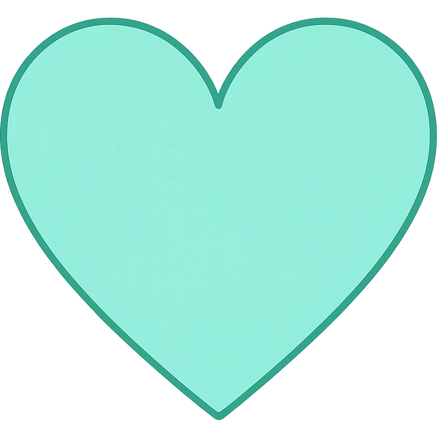 heart with a vibrant mint color, digital illustration emoji