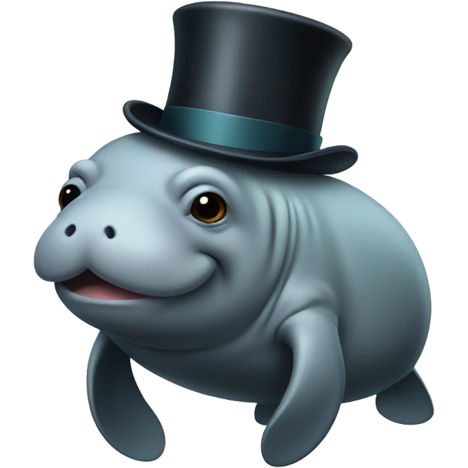 Manatee wearing a top hat emoji