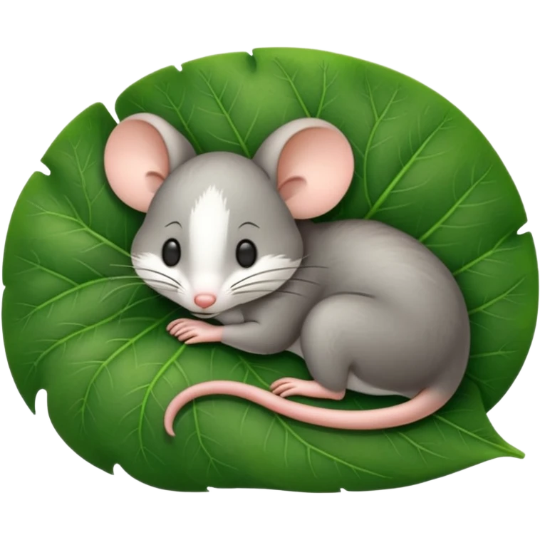 a sleepy mouse on a leaf emoji