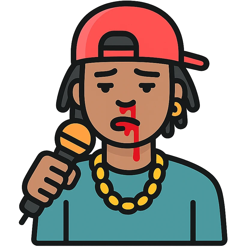 rapper with blood emoji