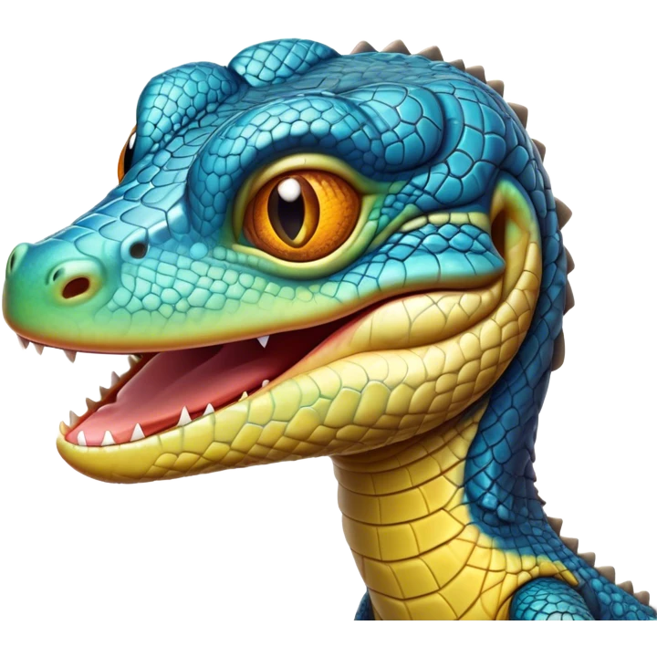 Cinematic Comical Monitor Lizard Portrait Emoji, Head tilted dramatically with an exaggeratedly shocked expression, featuring a robust, patterned body with wide, comically expressive eyes full of humorous disbelief, Simplified yet hilariously expressive features, highly detailed, glowing with a slightly sassy glow, high shine, dramatic yet playful, stylized with an air of quirky reptilian attitude, soft glowing outline, capturing the essence of a meme-worthy monitor lizard that looks ready to side-eye its way into viral fame! emoji