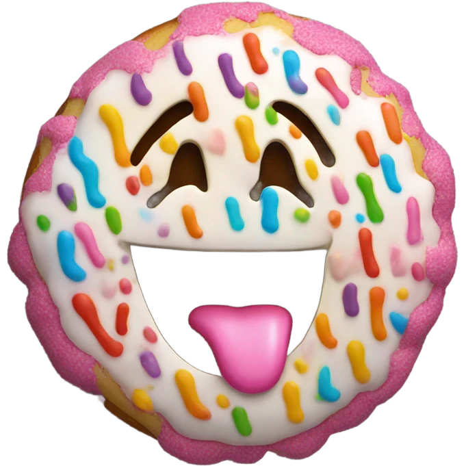 Emoji with tongue out covered in icing emoji