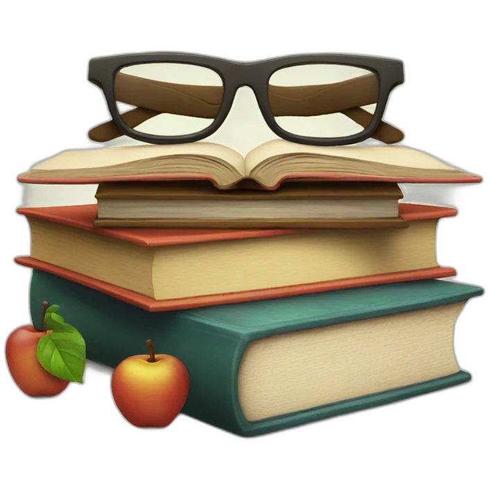 specs on top of books emoji