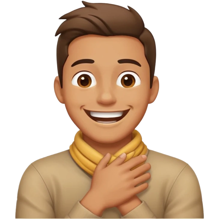 guy crossing hands around neck laughing emoji