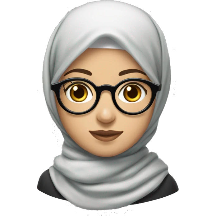Palestinian girl, white skin, with a vela hijab and round Harry Potter glasses and also wearing a keffiyah emoji