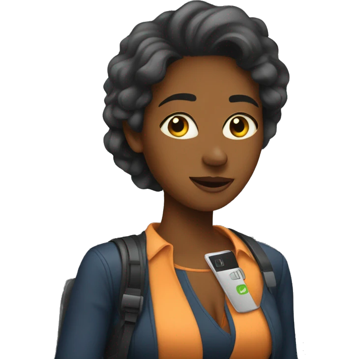 women with phone in elevator emoji