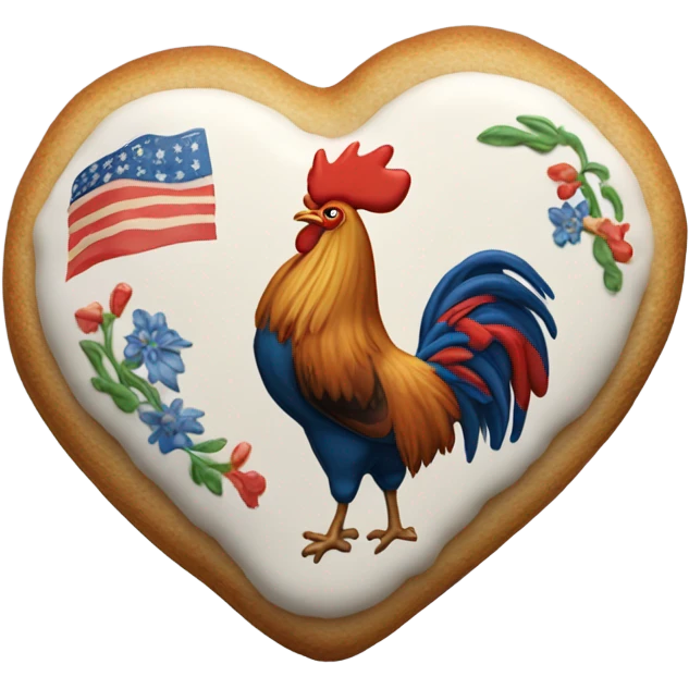 cookie heart with country rooster emoji