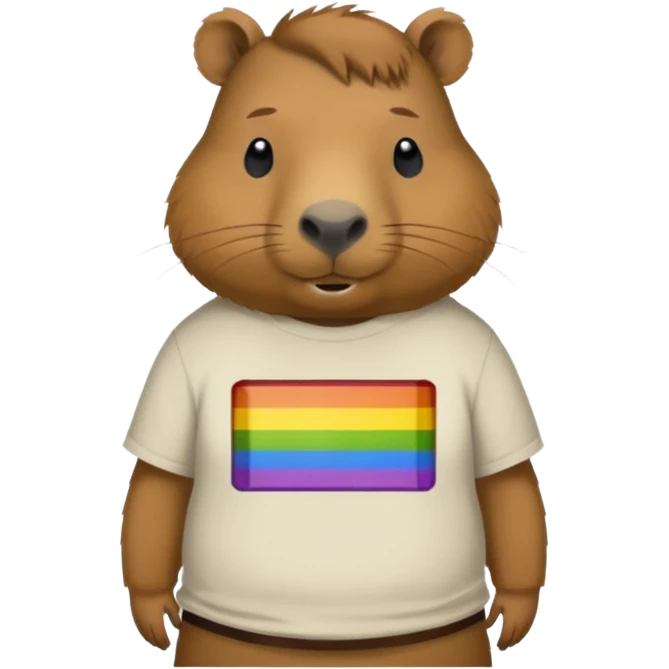 Capybara wearing a shirt that says GAY emoji