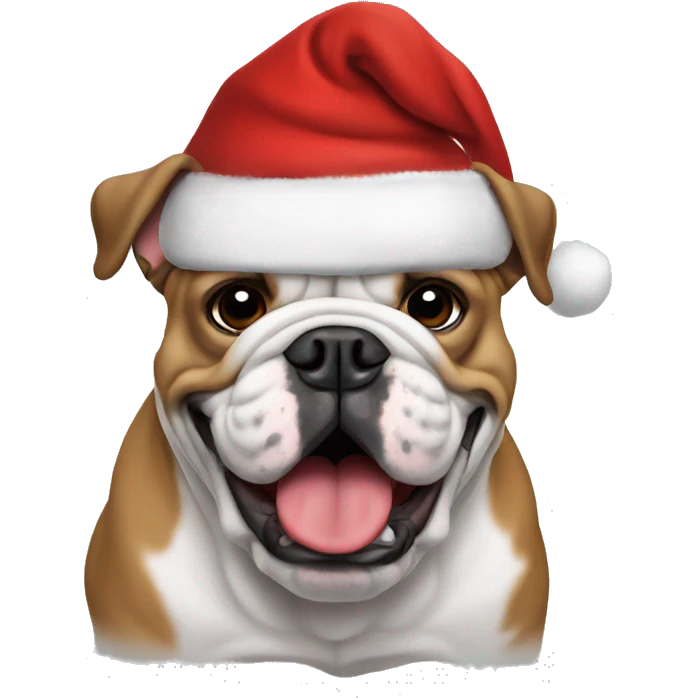 Bulldog with Santa hat emoji