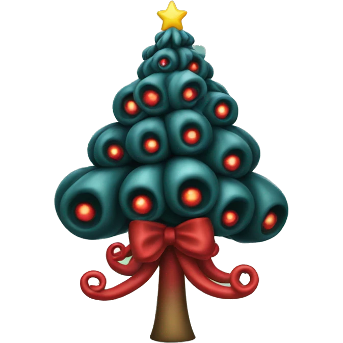black tentacles Christmas tree emoji