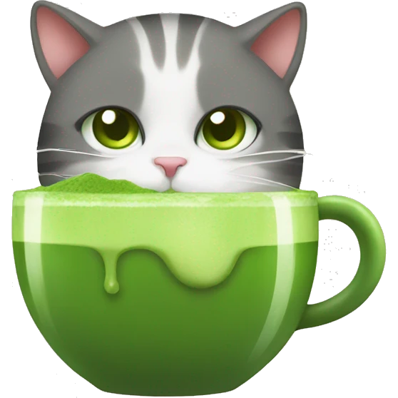 cat drinking matcha emoji