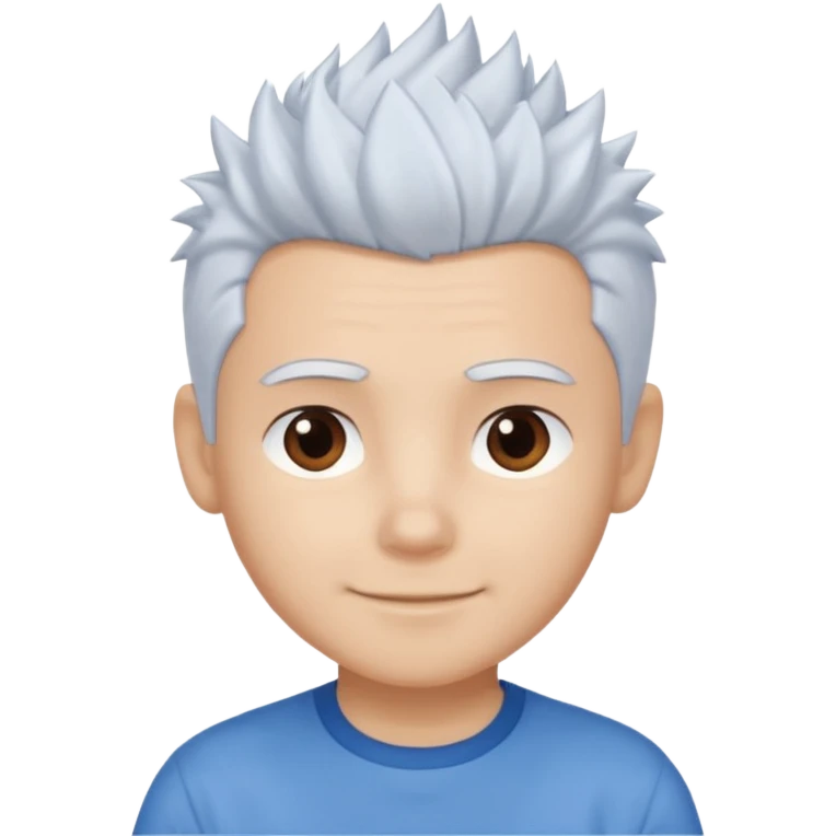 A light-skinned boy with soft, spiky white hair,, brown eyes, and a gentle smile. emoji