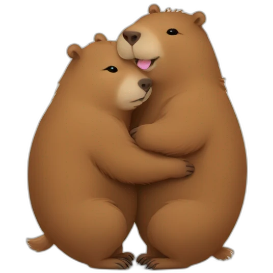 Capybara and fluffy bear hug emoji