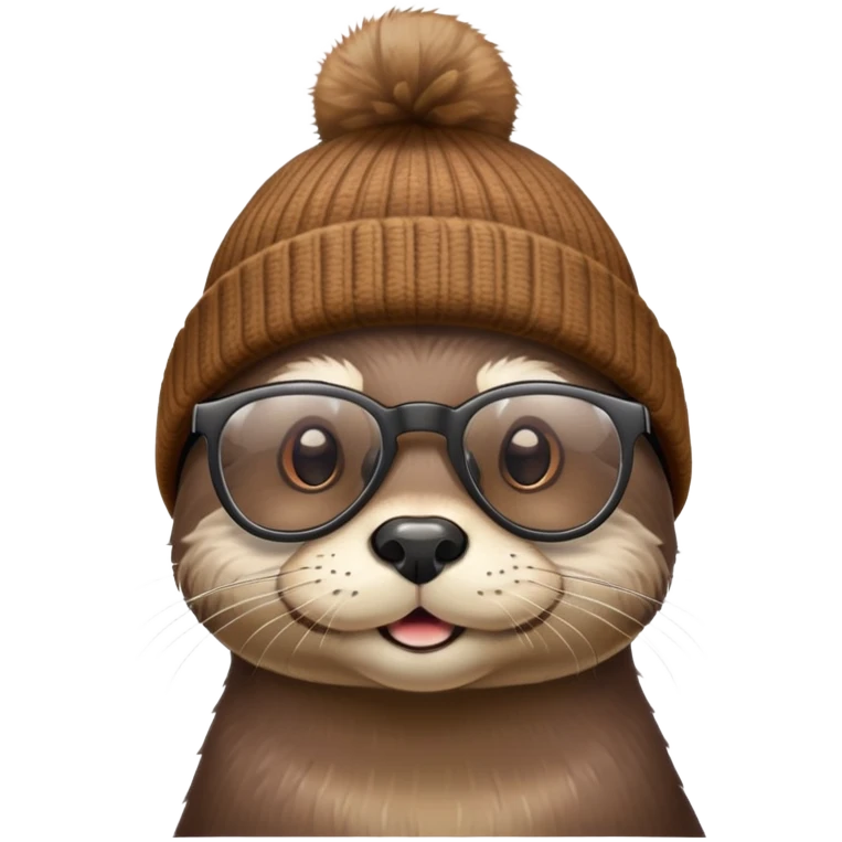 otter wearing beanie and clear framed glasses emoji