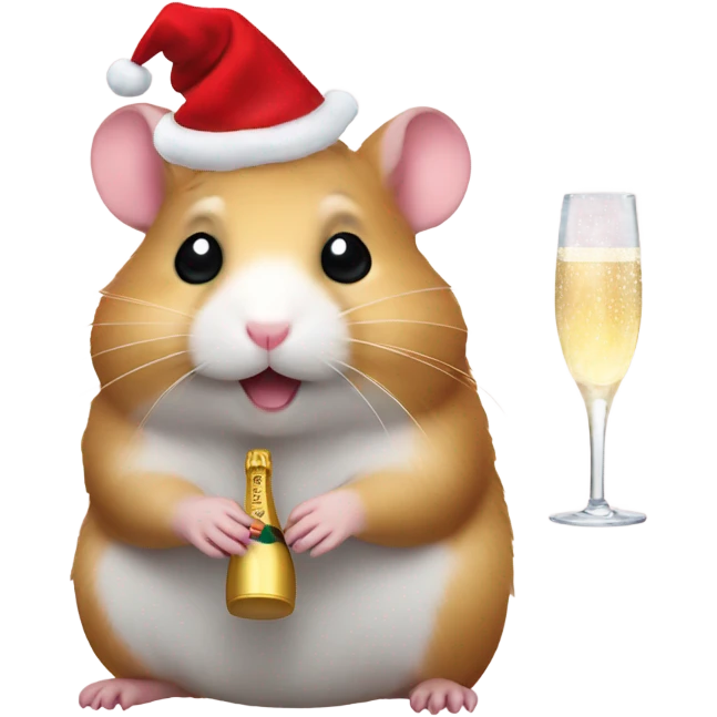 hamster christmas with champagne emoji