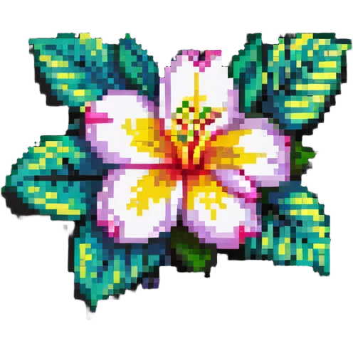 plumeria flower with tropical vibe, pixel art emoji