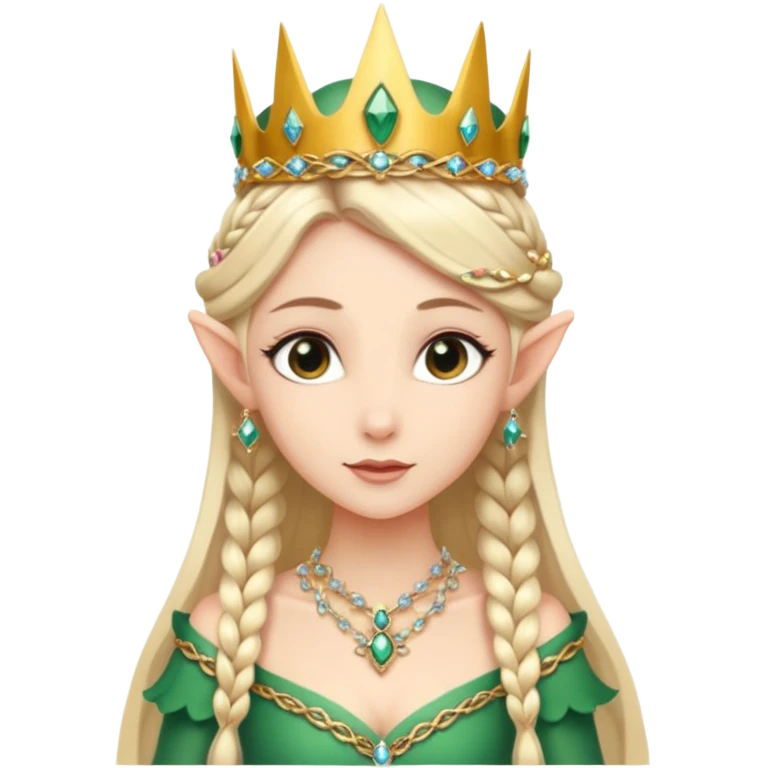 royal elf princess, elegant side braid, jeweled crown emoji