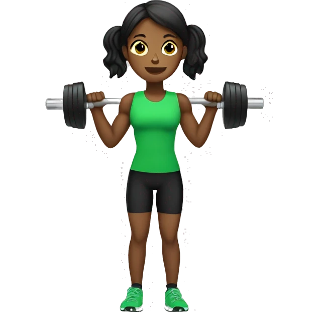 Girl weight lifter green dumbells emoji