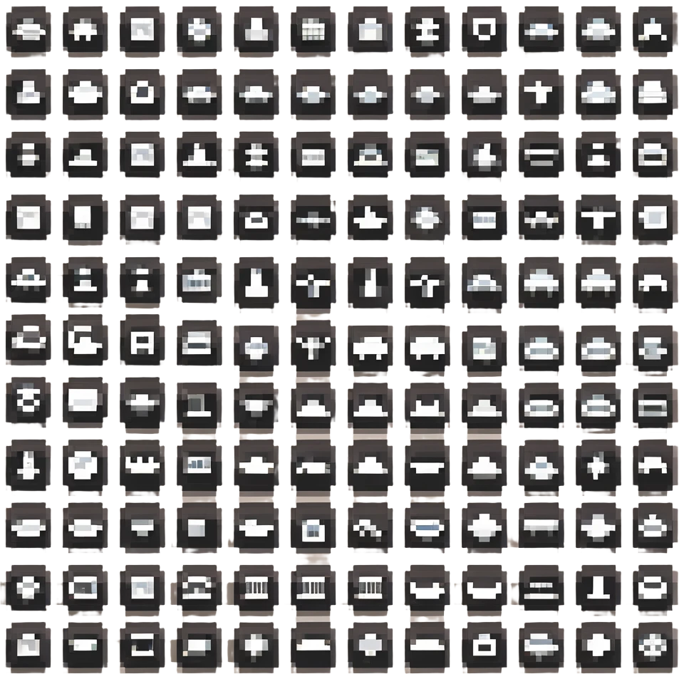 large profile square minimal icons, space semiotic, black print on white background, square outline icons, sleek symbols, transportation, economy, engineering, industry. Designed for signage.  emoji