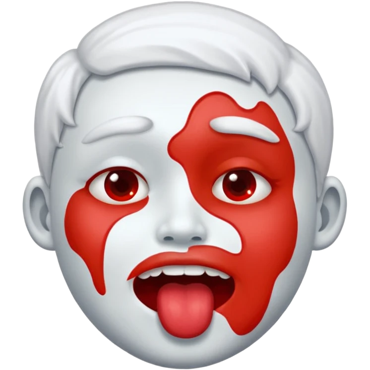 A face showing physical delight and a red face with white paint around its mouth With lots of drool emoji