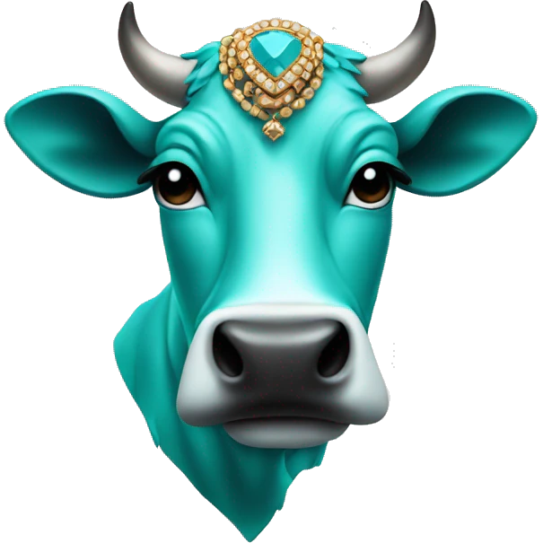 cow wearing turquoise jewelry  emoji