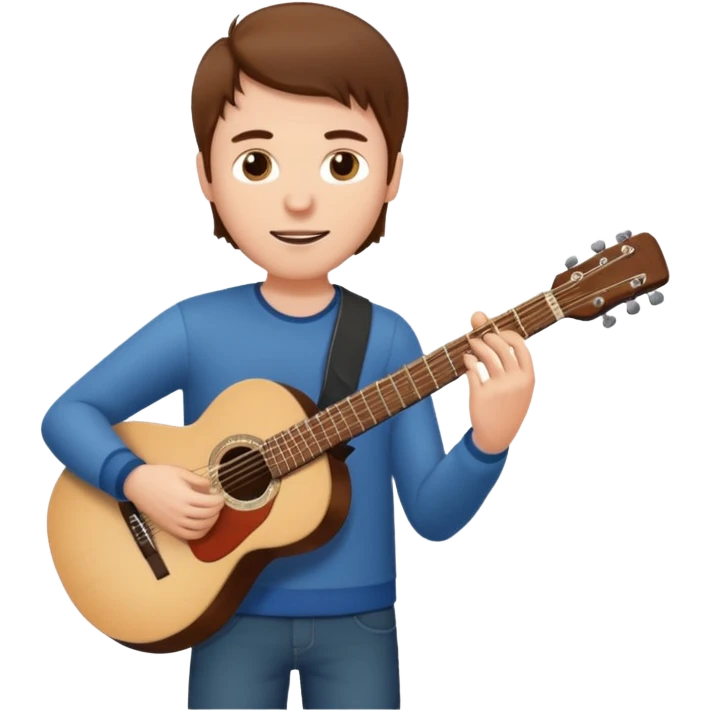 white Guy with brown hair playing a  guitar emoji