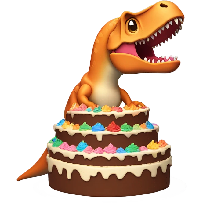 Trex with cake emoji