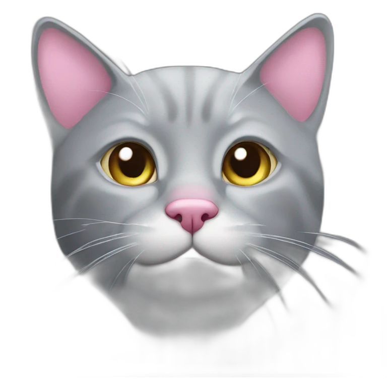 grey cat with pink nose emoji