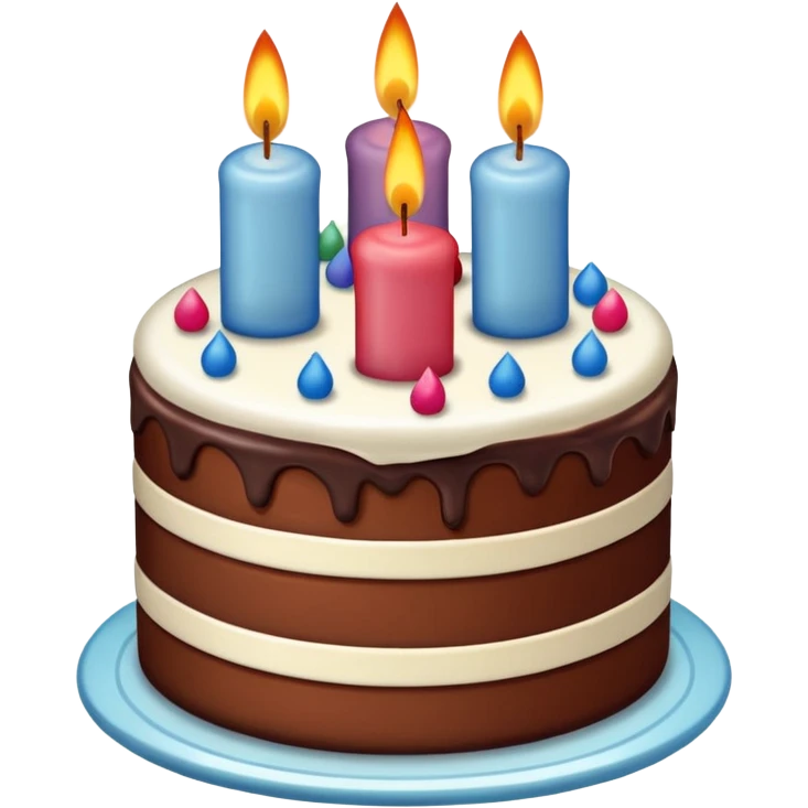 birthday cake with chocolate layers and candles emoji