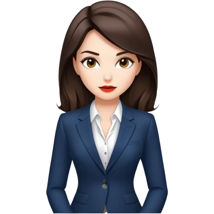 
Generate me a sexy female emoji with a business woman, a brunette with white skin dressed elegantly in a suit. No image, a small emoji that I can use in messages emoji